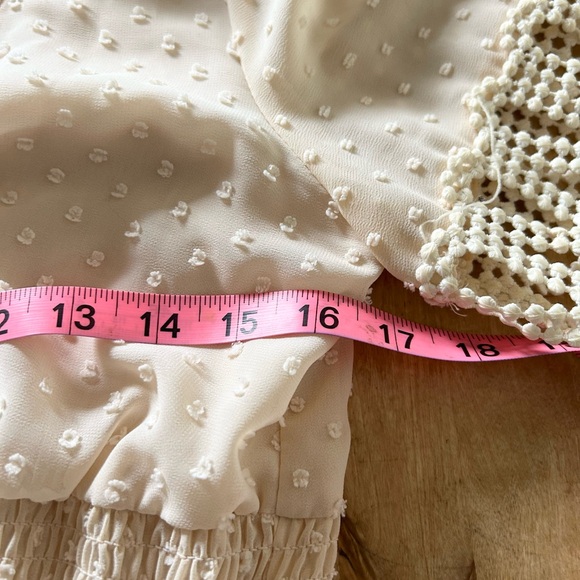 Champagne & Strawberry Anthropologie Small Cream Tiered Long Sleeve Dress - Picture 6 of 10